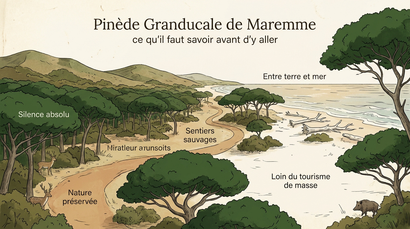 Sendero salvaje bajo los pinos marítimos del Pinar Granducal en la Maremma