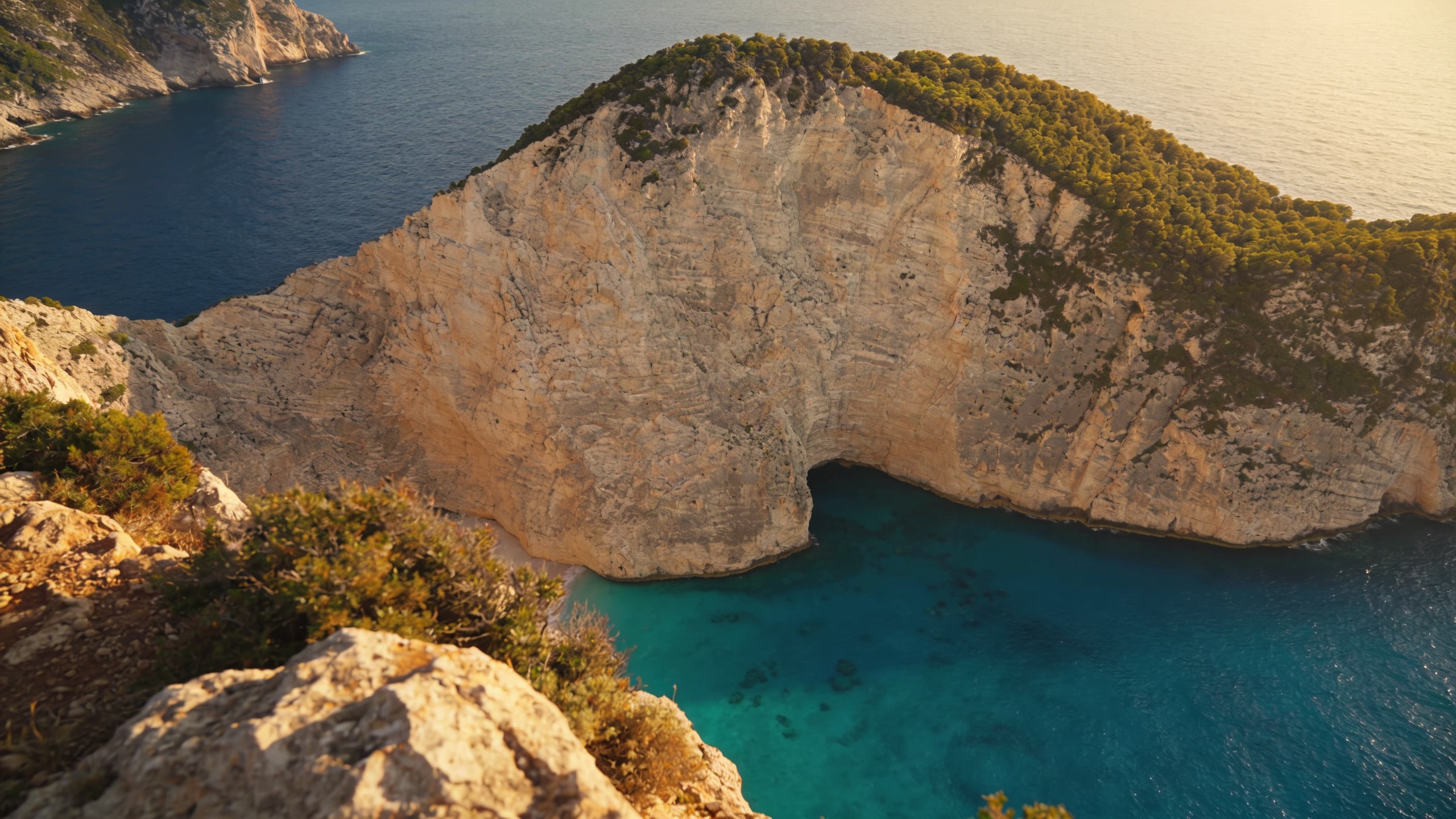 Acantilados rocosos del promontorio del Argentario sumergiéndose en el mar